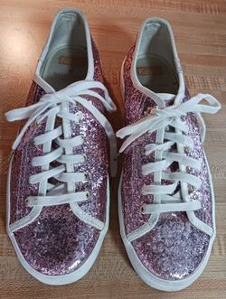 WOMEN'S KATE SPADE NEW YORK PINK GLITTERY TENNIS SHOES SIZE 7