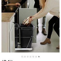 Double 35-Quart Sliding Pull Out Waste Bin Container, Kitchen Trash Can Under Cabinet Trash for Home Base Kitchen Cabinet