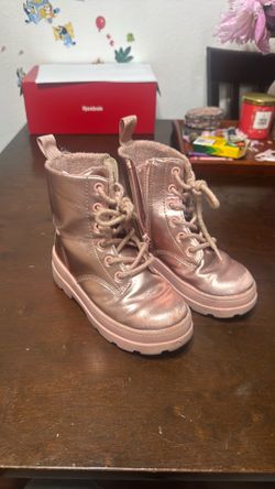 H&M KIDS PINK WARM-LINED LACE-UP BOOTS