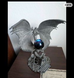 Monarch Dragon Pewter Statue Ballena Bay Pewter Huge Collectible 2.5" x 10"x 7"