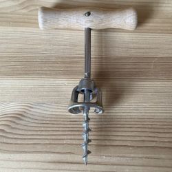 Vintage Wood T-Handle Corkscrew Twist & Pull Cork Remover With Bell Cover Italy 
