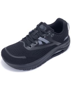 AOV walking shoes with a very wide toe and arch support, orthopedic tennis shoes for plantar fascia, black and gray, size 9.5