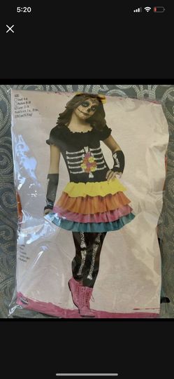 Sugar Skull/ Día De Los Muertos Child Costume Size L 12-14