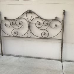 Sturdy antique brass look king size headboard, 77 inches wide and 57 inches tall