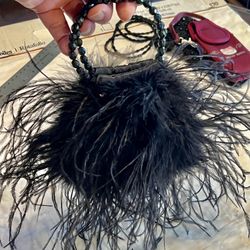 Claire's Icing Ostrich Feather Evening Purse or Clutch