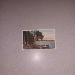 EXTREMELY RARE VINTAGE 1920 SHORE AT THE BECKERS, FOURTH LAKE IN THE ADIRONDACKS, N.Y. UNUSED POSTCARD 