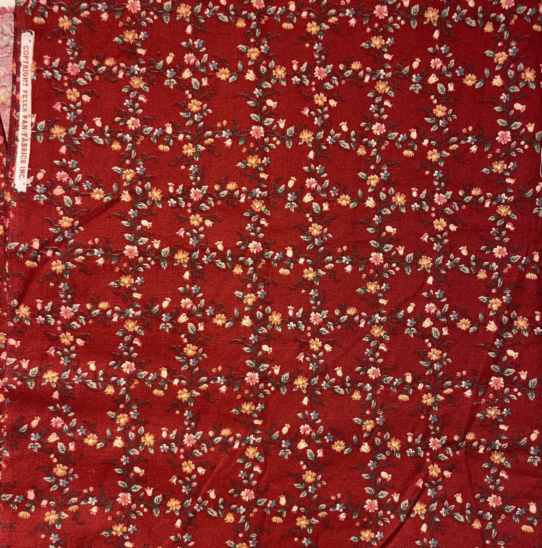 Vintage Red Floral Cotton Fabric