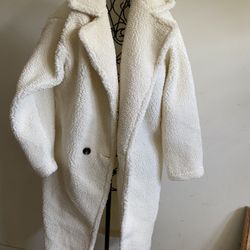 Long Cream Teddy Bear Coat
