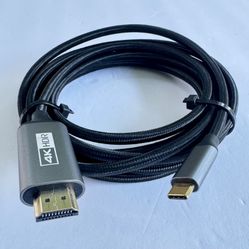 USB-C to HDMI Cable 6Ft [4K@60Hz] High-Speed USB Type C to HDMI 2.0 Braided Cord (Thunderbolt 3/4 Compatible) for iPhone 15 Series, MacBook Pro/Air, i