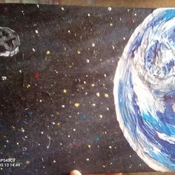 Space art. Signed painting. Great deal!