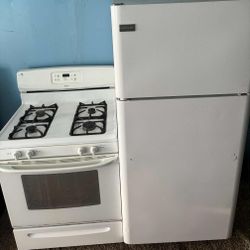 White 30” Refrigerator & Gas Stove