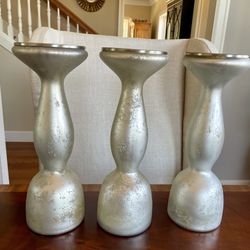  Mercury Glass Pillar Candle Holder Set Of 3