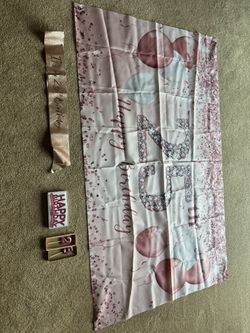 25th birthday banner sash and candles
