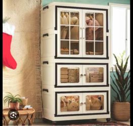 House of Quirk Plastic Multifunctional Folding Storage Box Wardrobe for Bedroom, Large Door with Storage Box, Space-Saving ((2 Layer, 65cm))