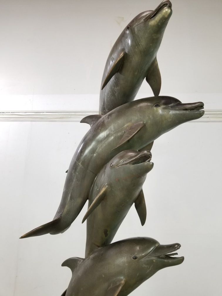 monumental bronze Dolphins water fountain