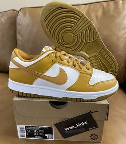 New* Nike Dunk Low Retro Gold Yellow White WOMENS 7.5 or Mens gs 6 Y US - DS OG All