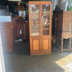 Half Glass Half Wood Cabinet For Shelf 33 1/2“ X 12“ X 79“