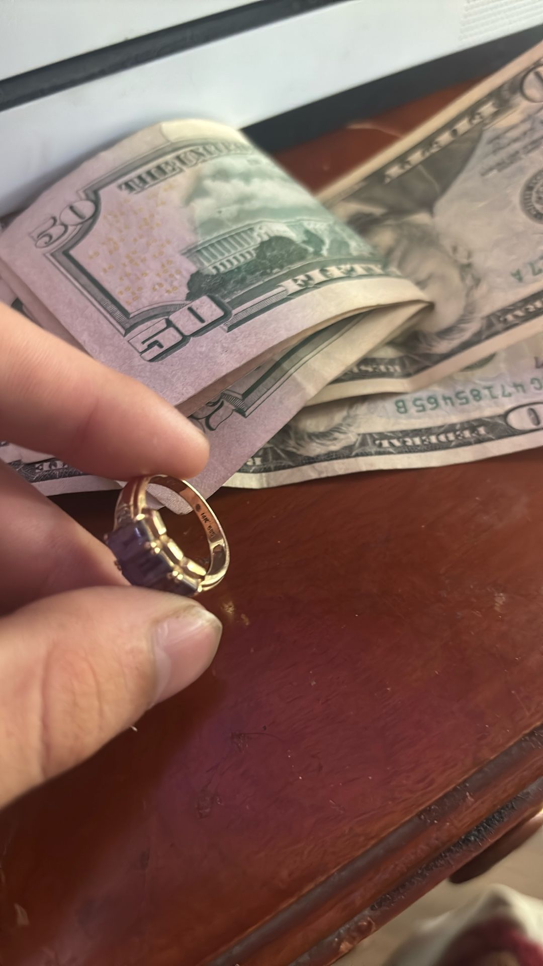 14k Gold ring, and amethyst