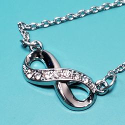 Silver Tone Metal Infinity Loop Necklace 