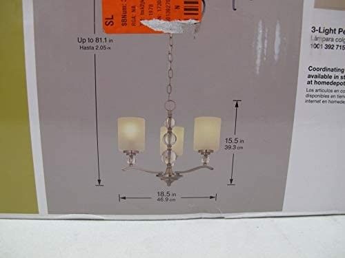 NIB Hampton Bay 3 Light Brushed Nickel Chandelier