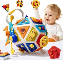 New-22 in 1 Montessori Busy Board, Toddler Activity Cube Toys, Early Education Toys for Baby, Travel Sensory Toy for 1 2 3 Years Old Kids Boys & Girls