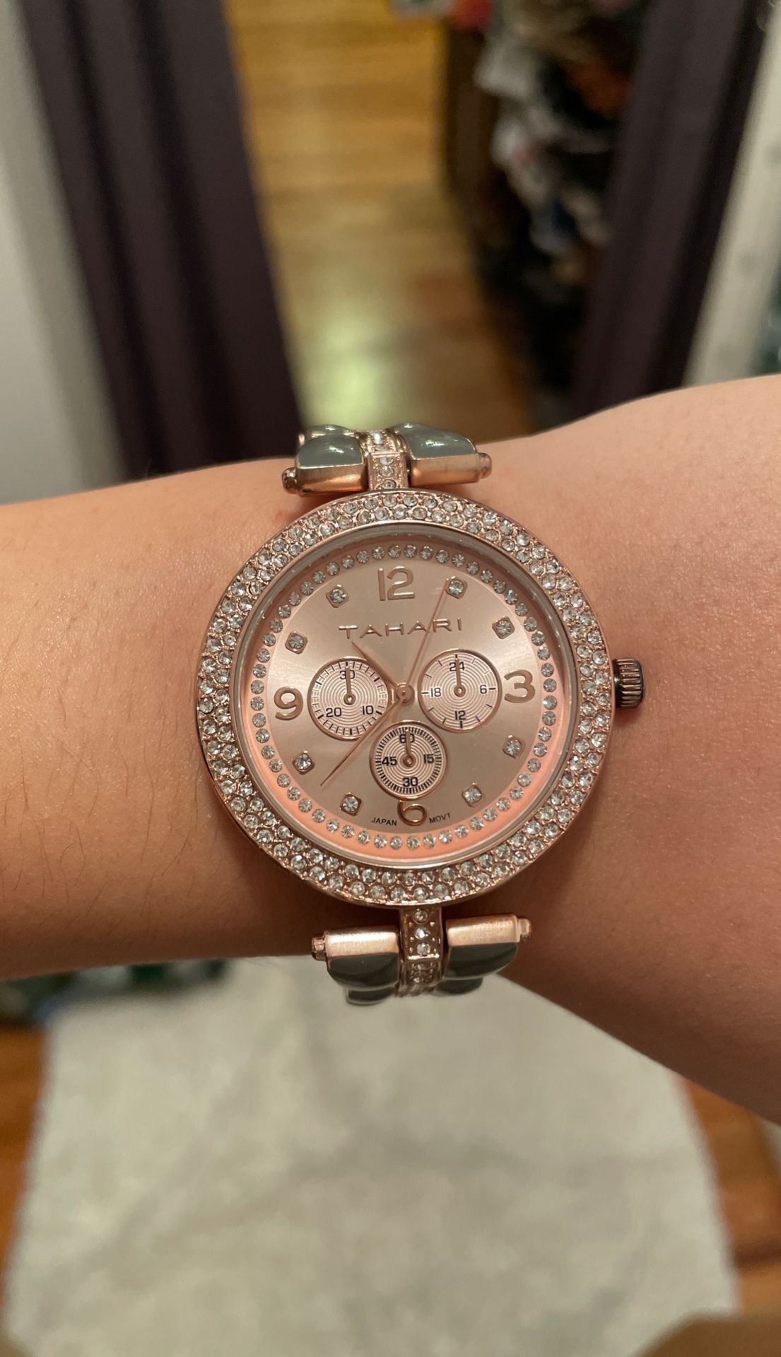 Tahari Rose Gold and Green Watch