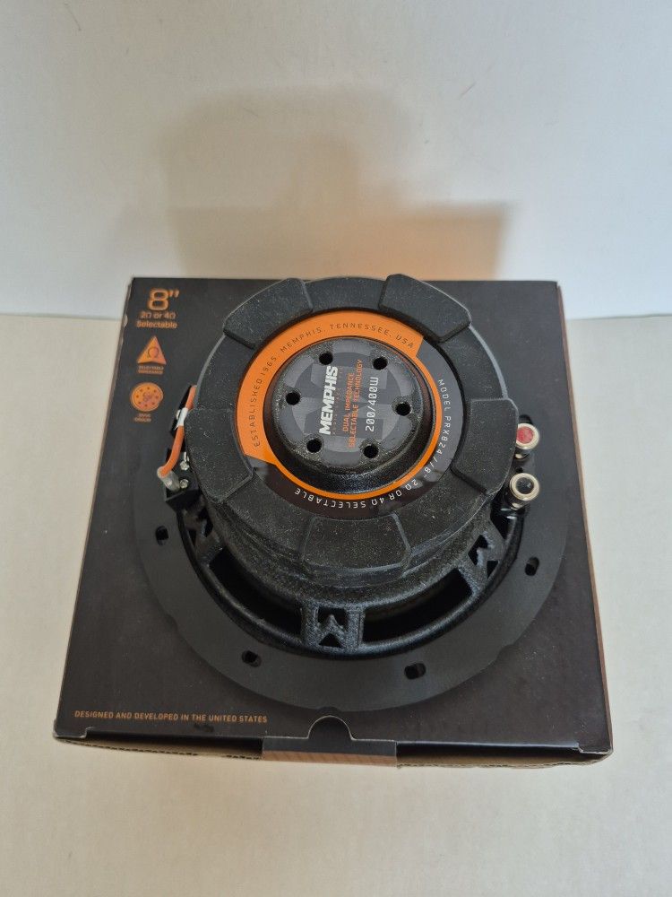 MEMPHIS ( 1 ) 8 INCH 2 OR 4 OHM SELECTABLE VOICE COIL CAR SUBWOOFER 400 WATTS ( BRAND NEW PRICE IS LOWEST INSTALL NOT AVAILABLE )
