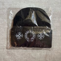 black chrome heart beanie