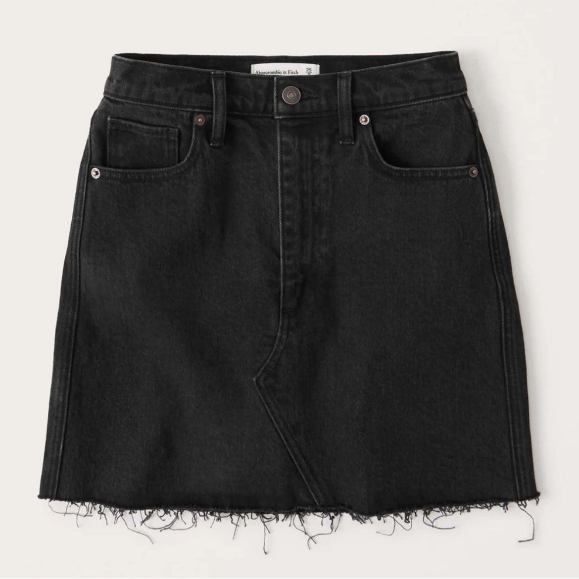 Abercrombie & Fitch Black Distressed Ultra High Rise Denim Mini Skirt
