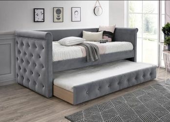 Twin Twin Grey Daybed With Ortho Mattress Included