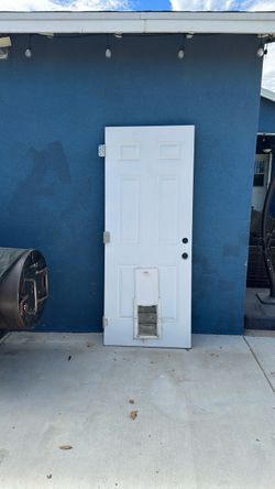 32” x 80” Exterior Door with Built-In Dog Door