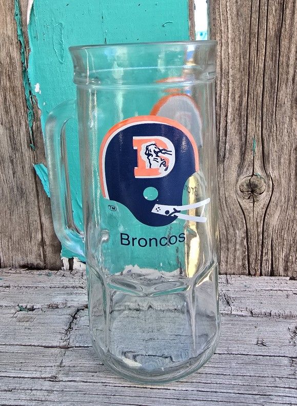 Vintage Denver Broncos Glass Beer Mug