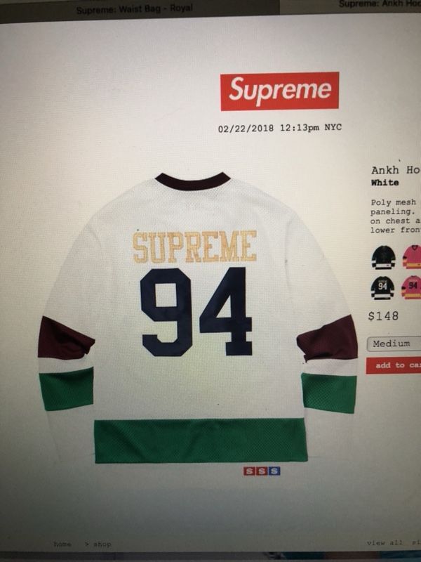 White supreme ankh hockey jersey MEDIUM. offer up