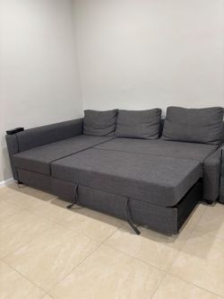 Gray Sectional Sleeper Sofa with Pull-Out Bed