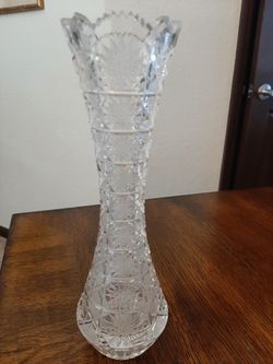 Czech Bohemian 24% Lead Cut Crystal Bud Vase