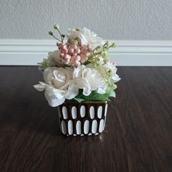 Gold And White Vase Artificial Flowers 💐 