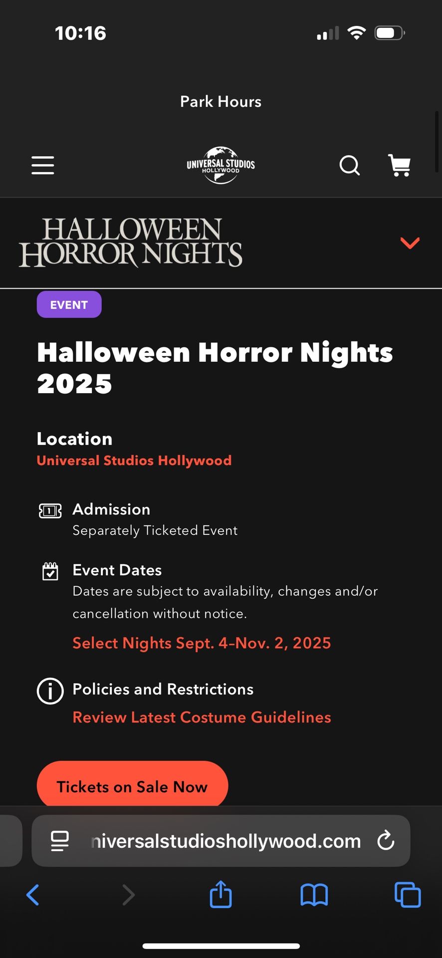 Universal EXPRESS Horror Nights Sep 26th
