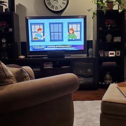 3 Piece Entertainment System Dark Brown Wood Shelves 