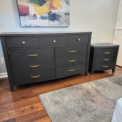 Black And Gold Nightstand Dresser Set 