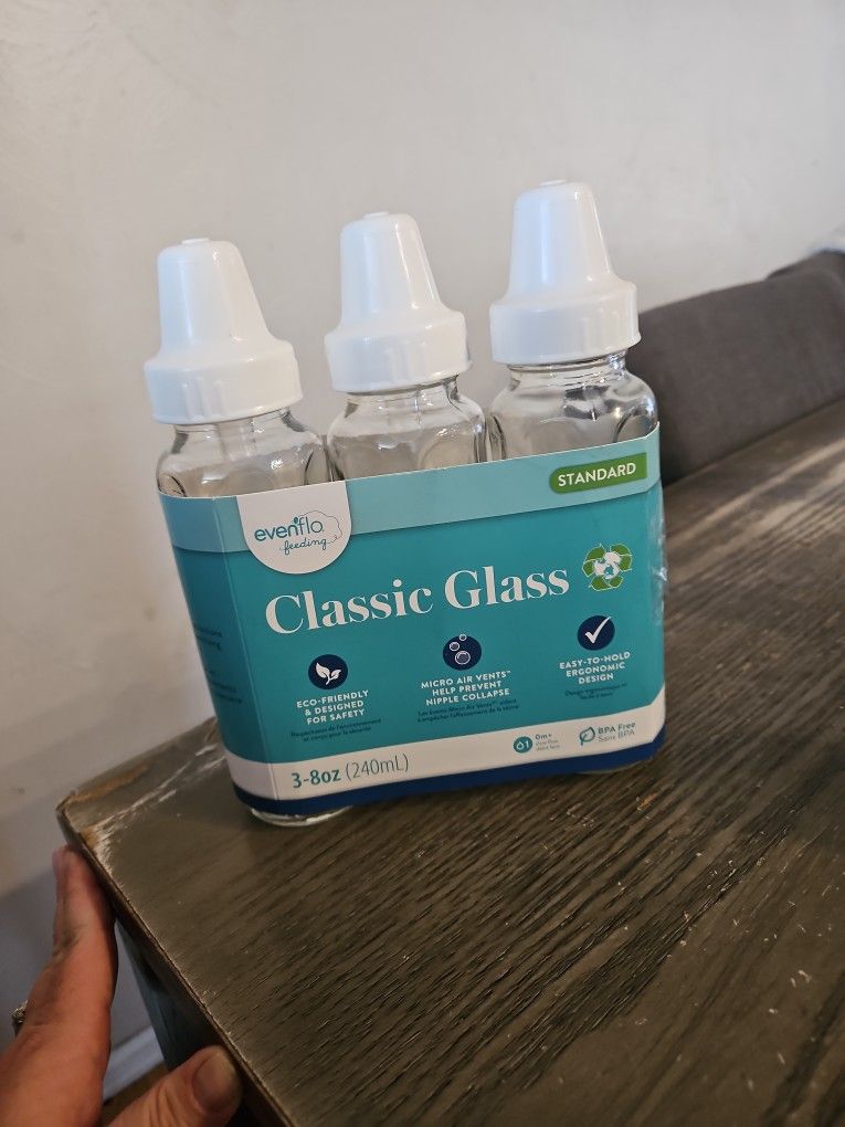 Evenflo Glass Bottles 8oz Standard 3 Pack