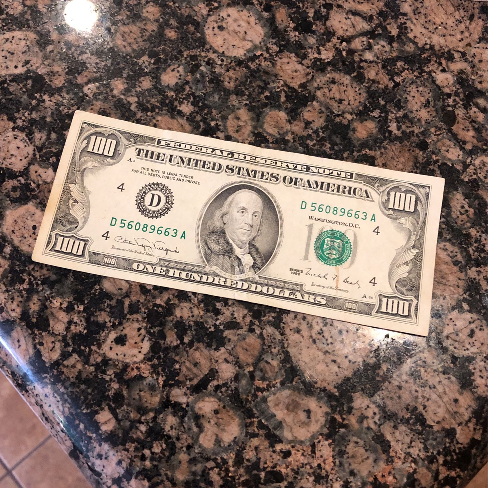 1990 Hundred Dollar Bill