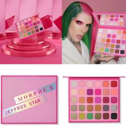 Morphe The Jeffree Star Artistry Palette  Shades: Row 1: Welcome (shimmering crystal), Back (matte blush), To (shimmering pink pearl), My (matte cotto