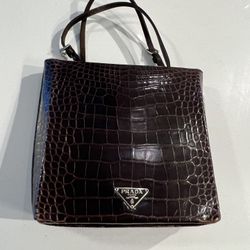 Prada Chocolate Alligator Mini Handbag