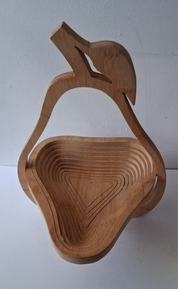 Pear Shaped Fruit Bowl Foldable Wood 