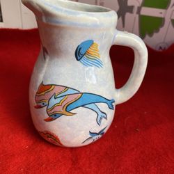 4.5 Inch Handmade In Greece Ceramic White Greek Pottery Pitcher Imported From Greece