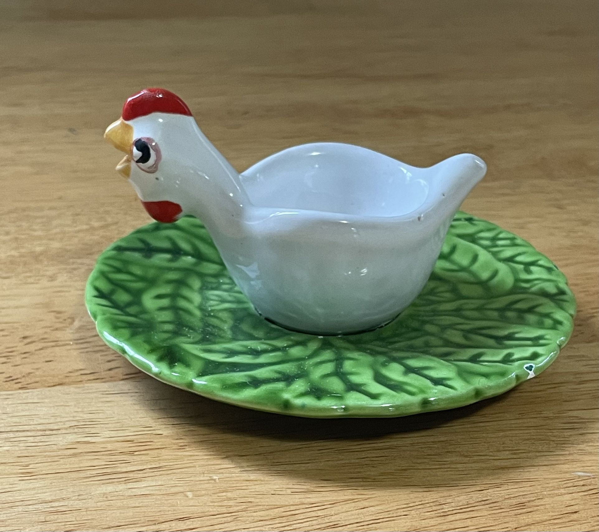 Vintage rooster single egg cup ceramic