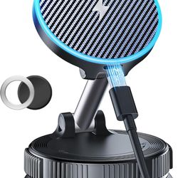 15W MagSafe Car Mount Charger, Magnetic Wireless Car Charger with Vacuum Suction Cup & Nano Adhesive Base, 360° Rotatable Strong Hold Car Phone Mount 