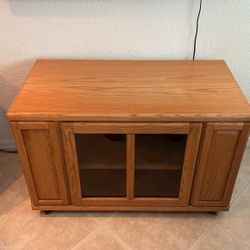 Tv Table/Cabinet On Wheels Rolling tv stand 40” wide x 21” deep x 26” high with wheels