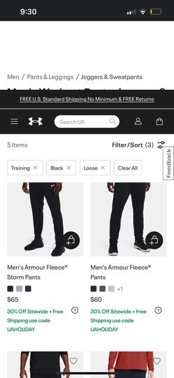 UNDER ARMOUR HUSTLE FLEECE JOGGERS HALF OFF All Colors 