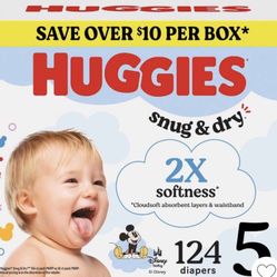 Huggies Size 5  124 Diapers 